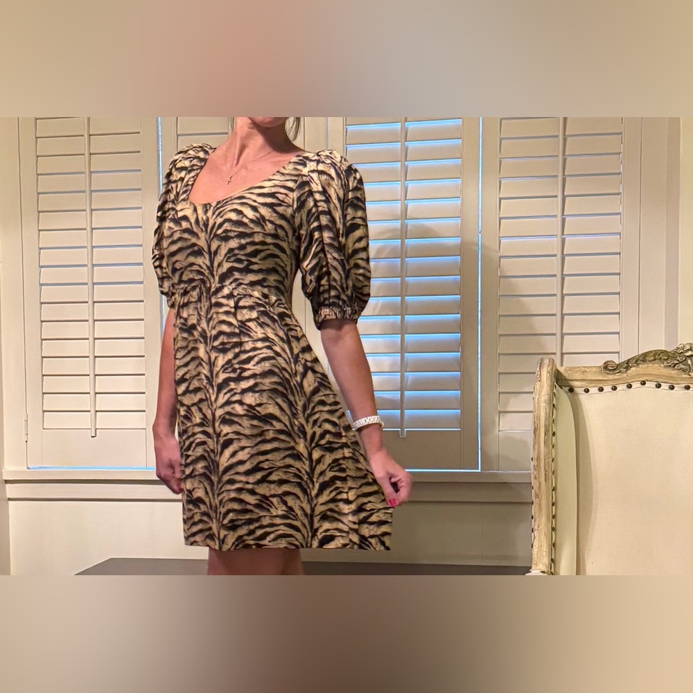 BA&SH leopard print babydoll dress XS-S